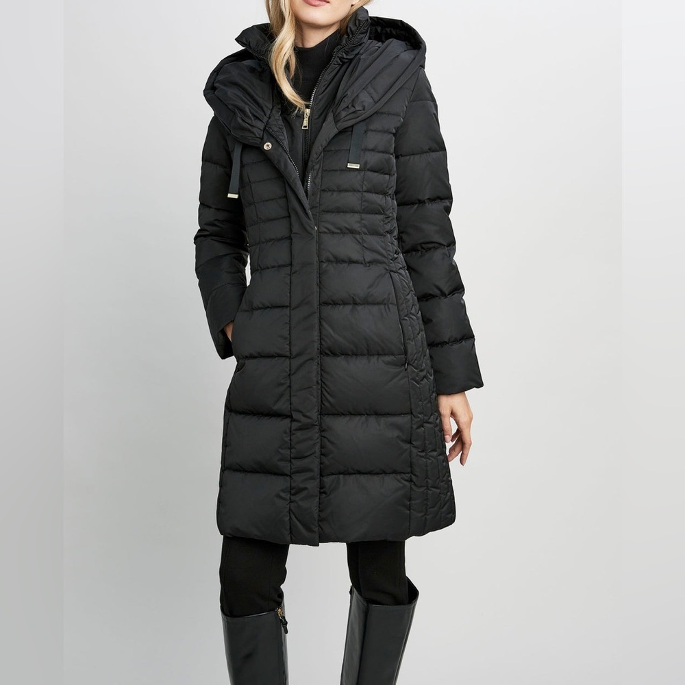 Tahari Double Layer Long Puffer Coat Elie Tahari black XS , EUC